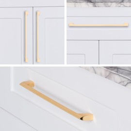 monti hardware | 15 Pack Brushed Satin Gold 8.8 Inch Hole Center | Solid Metal Cabinet Handles Bathroom Home Decor Drawer Pulls | Stainless Metal Kitchen Cabinet Handles | Etna Collection