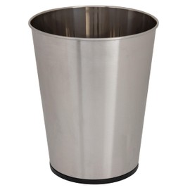 Bath Bliss 5 Liter Small Wastebasket | 2 Pack | Round Open Top | Trash Can | Bathroom | Bedroom | Kitchen | Office | Dorm | Disposal Waste Bin | Garbage | Stainless Steel