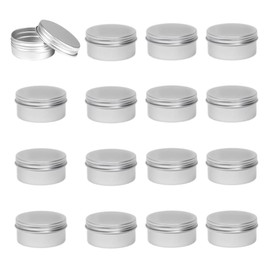 GYWHOOFT 16 Pieces Aluminium Travel Jar Round Box, Aluminium Travel Creams Round Empty Jar, Portable Cosmetic Jar with Screw Cap Sample Containers