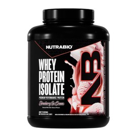 NutraBio 100% Whey Protein Isolate Powder, 25g with Complete Amino Acid Profile, Soy and Gluten Free, Low Carb and Low Calorie, Strawberry Ice Cream, 5 Lbs