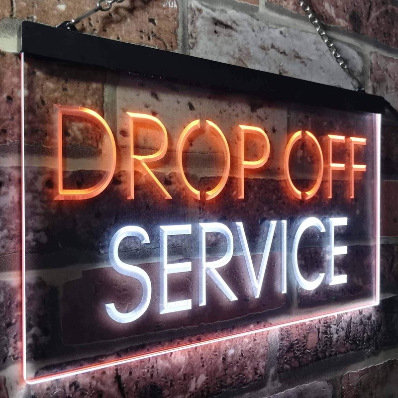 Drop Off Service Illuminated Dual Color LED Neon Sign White