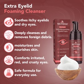 NOVEHA Extra Nove Eyelid Foaming Cleanser | Daily Skincare For Eyelashes & lids, Eye Irritations, Stye Eyes, Skin Dryness, Moisturize with Organic Ingredients, For All Skin Types - 3.38 oz
