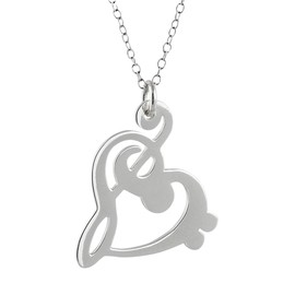FashionJunkie4Life Sterling Silver Treble Clef Bass Clef Heart Music Necklace, 18" Cable Chain