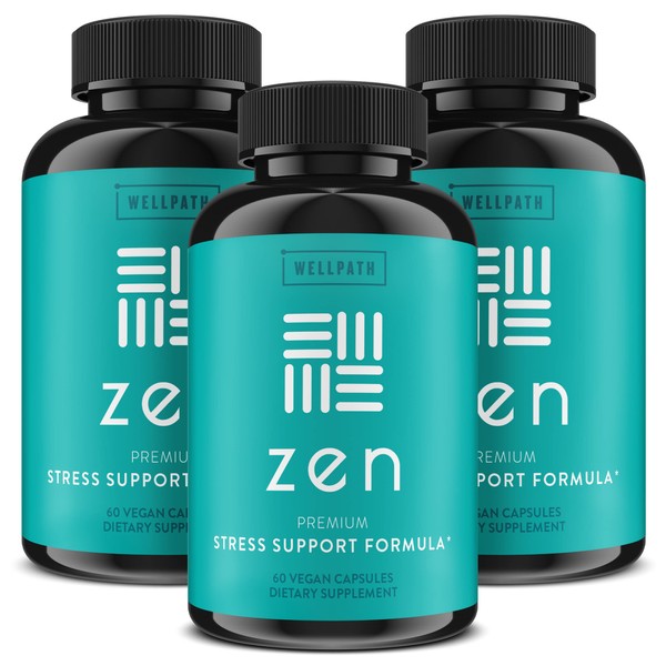 WellPath Zen [Stress Relief Supplement] (180 ct) - Premium Herbal Formula Supporting Calm Mood with Ashwagandha, L-Theanine, Rhodiola