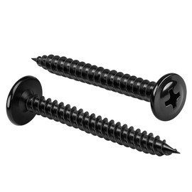 MewuDecor #10 x 1-1/2" Wood Screws Truss Head Fast Self Tapping Screws, Black Finish, Alloy Steel, 100 PCS