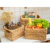 VATIMA Large Rectangular Wicker Basket with Wooden Handles for Shelves
