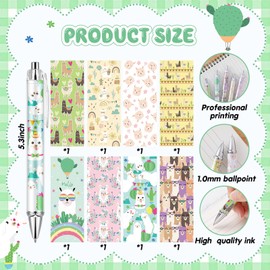 Ireer 8 Pcs Ballpoint Pens for Women 1.00 mm Cute Writing Pens Black Ink Fancy Pens Fine Point Smooth Writing Pens for Journaling, Aesthetic Office Supplies(Llama)