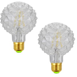 Lxcom Lighting G95 Pineapple Decorative Edison Light Bulbs 4W Globe Vintage Nostalgic LED Edison Light Bulb 40W Equivalent Neutral White 4000K E26 Base for Bedroom Table Lamp Ceiling Fan,2 Pack