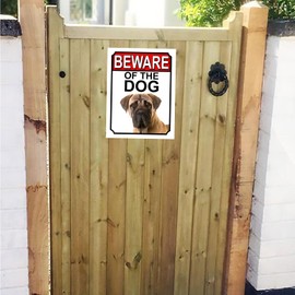 BEWARE OF THE DOG METAL GATE SIGN BULLMASTIFF 200MM X 150MM (1124H1)