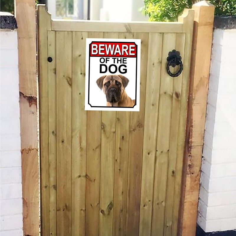 BEWARE OF THE DOG METAL GATE SIGN BULLMASTIFF 200MM X