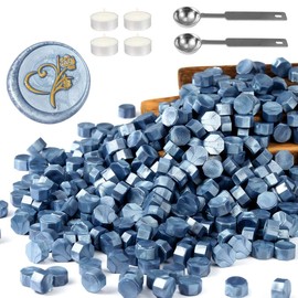 Yoption 360 Pcs Blue Sealing Wax Beads Set for Wax Seal Stamp with Candles and Melting Spoon