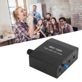 Natudeco Microphone Amplifier Microphone Preamps High Gain 1000 Times Microphone Amplifier Versatile 3.5mm Interface for Musicians Podcasters Vloggers Teachers Tour Guide