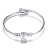 FGT Initial Heart Letter Bracelet Women Silver E Cuff Bracelet