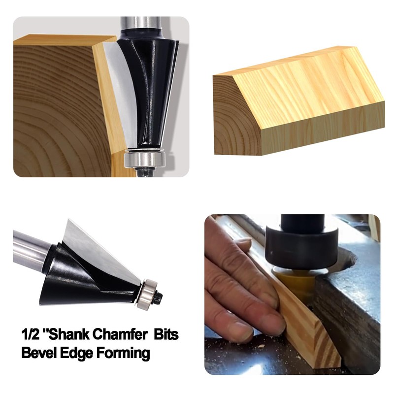 Chamfer Router Bit 1/2 Shank, 20° Degree Carbide 2-Flute Chamfer