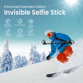 1.5 m Super Long Invisible Selfie Stick, 4.9 ft Extension Monopod Pole with Adapter Compatible with Insta360 ONE X2 OSMO Action Camera Wrist Strap Included