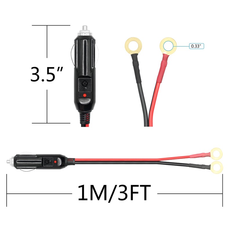 12V Cig Lighter to O-Ring Terminal Heavy Duty Auto Power