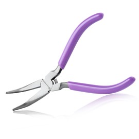 SPEEDWOX Mini Bent Nose Pliers with Teeth Chain Nose Pliers for Jewelry Making Jump Ring Pliers 45 Degree Curved Serrated Jaws Curved Chain Nose Pliers for Wire Wrapping Beading Tool