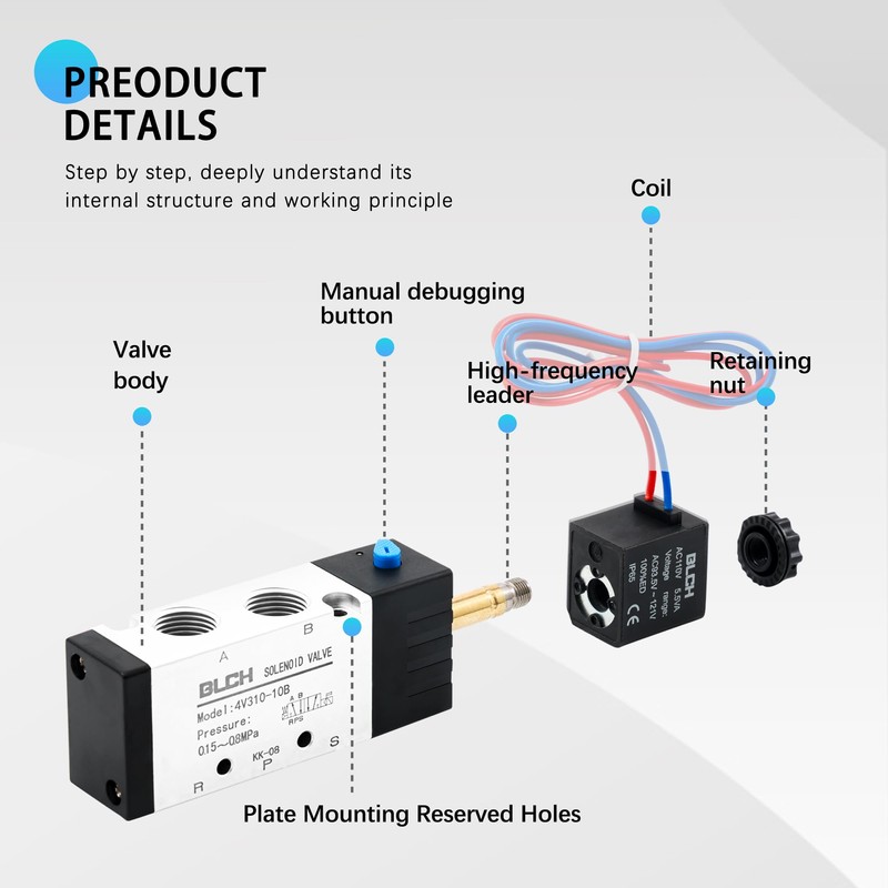 BLCH PNEUMATIC Solenoid Valve 4V110-06 DC24V Single Coil Pilot-Operated Electric