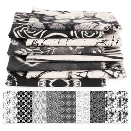 Soimoi 8 Pc Fat Quarter Bundle, Batik Print 18"x 22" DIY Patchwork-100% Cotton Pre-Cut Quilting Fabric White & Black
