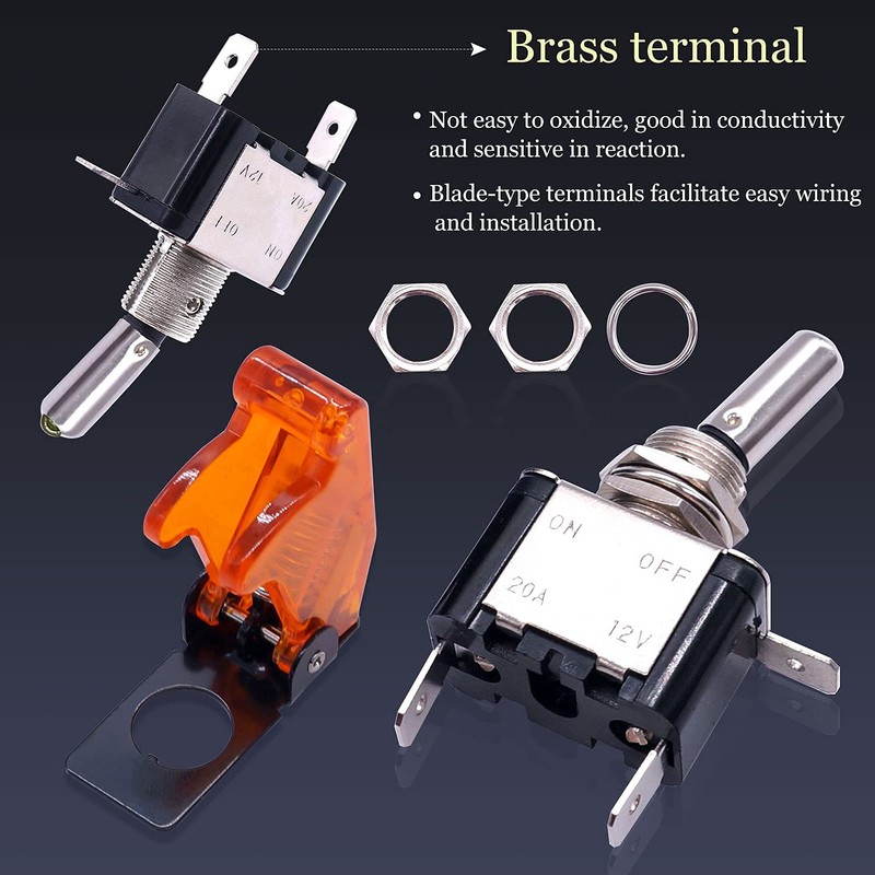 Twidec/3Pcs Rocker Lighted Toggle Switch 12V 20A Heavy Duty Racing
