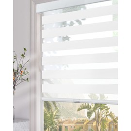 Persilux Custom Cordless Zebra Blinds for Windows Light Filtering Roller Shades for Day and Night, Inside or Outside Mount White
