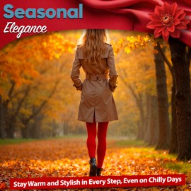 120 Denier Red Microfibre Tights for Women – High Waist, Soft Opaque Pantyhose, Footed, Stretchy Nylon-Spandex Tights for Everyday Wear – Ideal for Gymnastics, Ballet, Casual Outfits (S-L Size), Red,