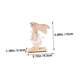 Ipetboom 3pcs Wooden Easter Bunny Decorations Cartoon Style Rustic Rabbit Ornaments for Table Centerpiece Home Party Indoor Outdoor Display