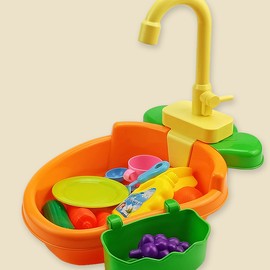 Automatic Parrot Bath Tub Multipurpose Fun Pretend Play Bird Shower Bathing Tub with Faucet for Pet Birds Parrots Orange