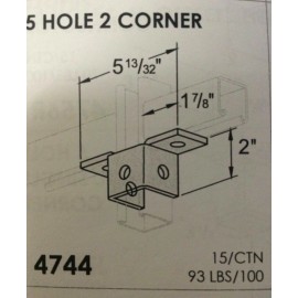 Generic (HDG) 5-Hole Double Corner Wing Fitting Bracket Unistrut Channel #4744G P2345 - 25