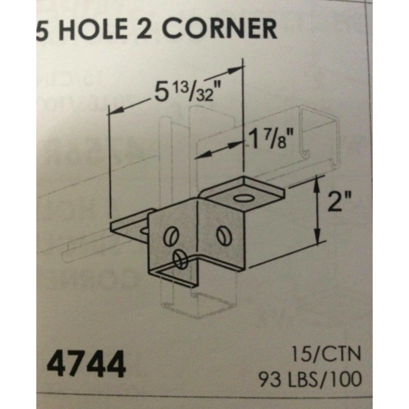 Generic (HDG) 5-Hole Double Corner Wing Fitting Bracket Unistrut Channel