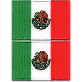 Laughing Lizards Mexican Flag Patches (2-Pack), Mexico Patches for Backpacks & Jackets, Mexican Morale Patch, Mexican American Flag Patch (Large Flag (2-Pack))