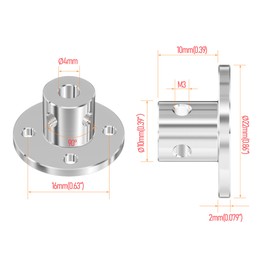 FOCMKEAS 2Pcs 4mm(0.16 in) Id 10mm(0.39 in) Od Silver Flange Shaft Rigid Coupling Motors Guide Support Coupler, High Strength Connector Mount for DIY RC Model Motors Coupler with Set Screws & Wrench