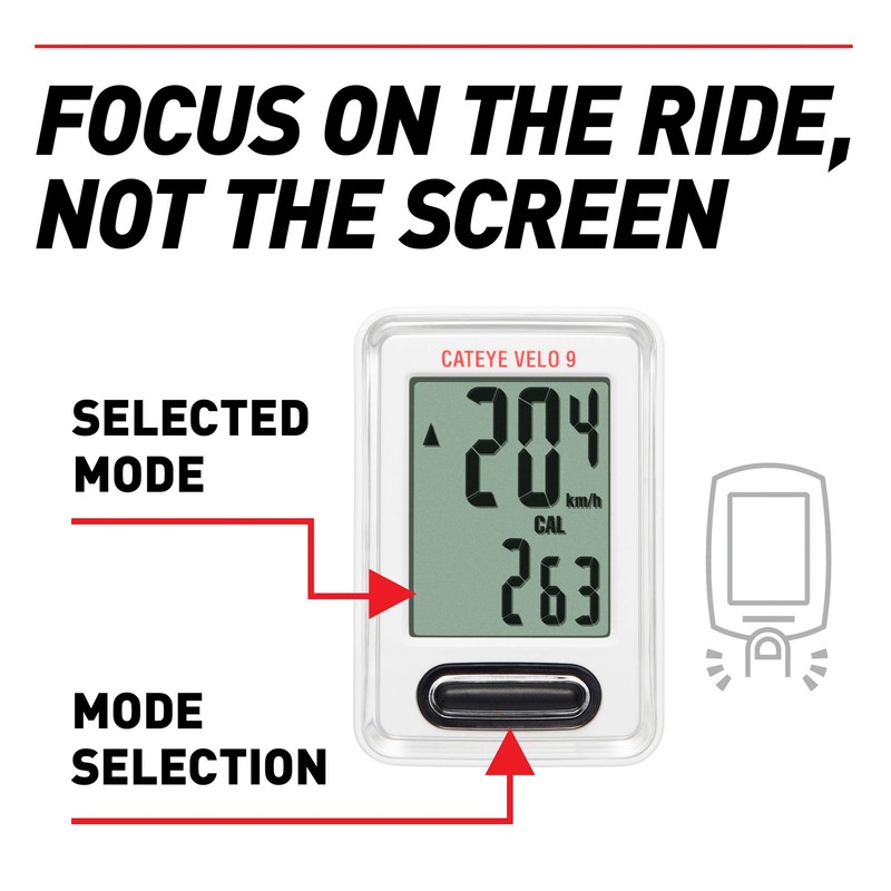 Velo 9 Wired Bike Computer (White)