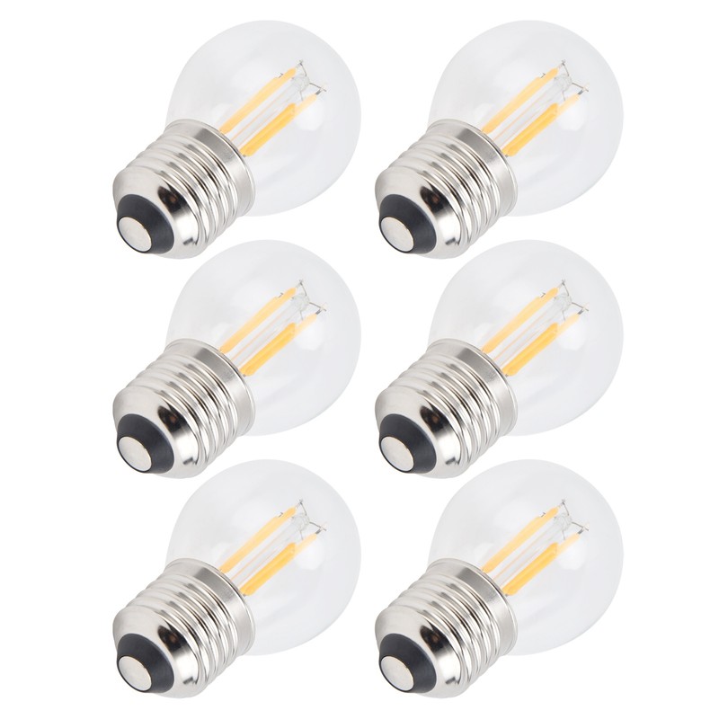 6PCS G45 E27 LED Light Bulb Transparent Glass Bulb Vintage