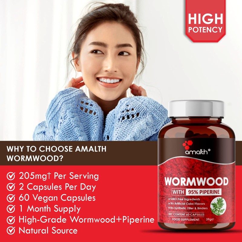 Wormwood 205mg Extract Powder 60 Capsule Vegan Safe, Non-GMO Made