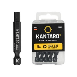 KANTARO 3023 Hexagonal Bit HEX 5.5 mm x 50 mm (Pack of 5) Made in Germany - Fence Bit for Hexagonal Socket Fence Screws
