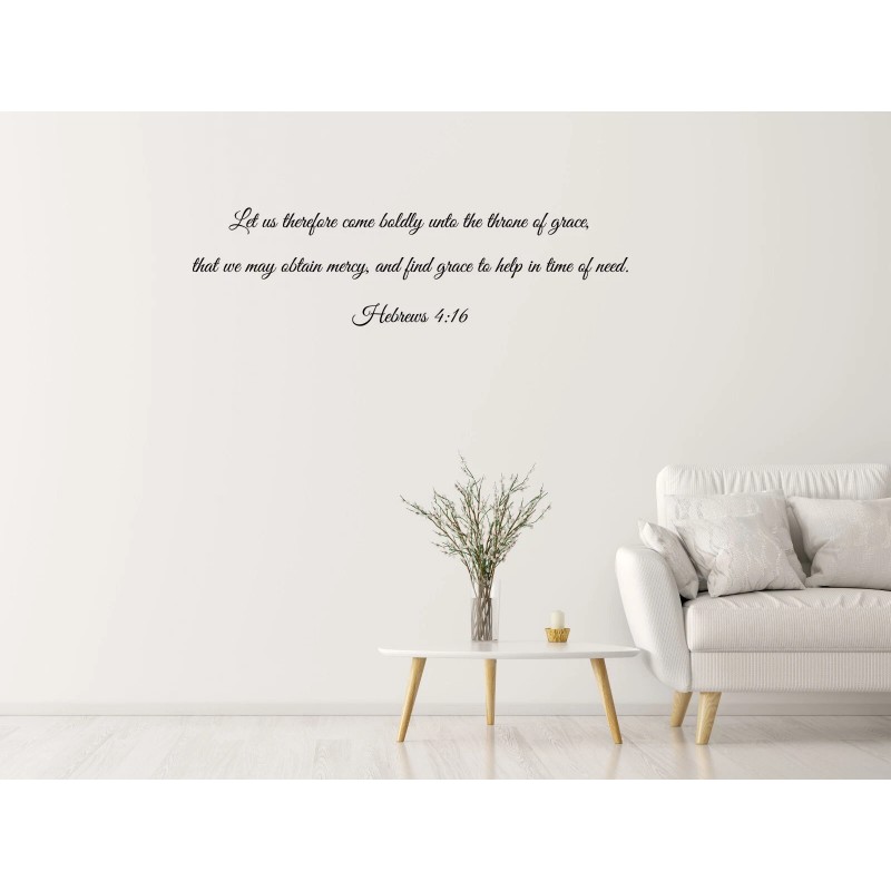 Inspirational Wall Signs Hebrews 4:16 Christian Wall Scripture Decal