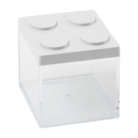 OMADA Design Confetti Container for Confetti or Candy, Brick Type, Transparent Plastic and Coloured Lid - 500 ml - 10 x 10 x 10.5 cm