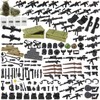 BloxBrix 162 pcs Weapons-Machine-Guns-Rifles Compatible with Major Brands, Minifigures-add-ons-Militarybase-Toy-Soldiers-Police, WW2-Modern-SWAT-Battle-Ammo-Belt-gas