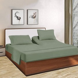 Top Split King Sheets Sets for Adjustable beds, Half Split King Sheet Sets for Adjustable beds 18" deep Pocket, 34" Split Top Sheets 800 TC 100% Cotton (Half Split Fitted), Sage Solid