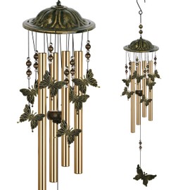 JMsuertes Butterfly Wind Chimes for Outside 35inch, Butterfly Gifts for Mom Grandma Women Birthday Thanksgiving Christmas for Garden Porch Patio Home Decor