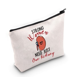 PYOUL Kidney Donor Gift Strong Women Need Just One Kidney Makeup Bag Kidney Transplant Warrior Cosmetic Bag One Kidney Club Merch (Just One Kidney Bag)