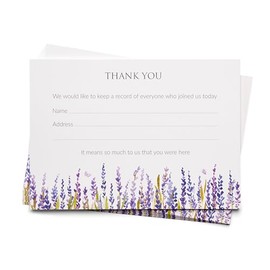 ANGEL & DOVE Pack of 25 Lavender Funeral Attendance Cards - Collect Names and Addresses of Guests