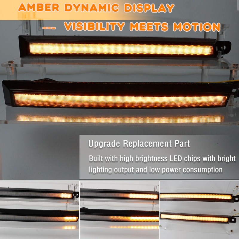 ZDEERAOTO LED Front Bumper Fog Light DRL Amber Sequential Turn