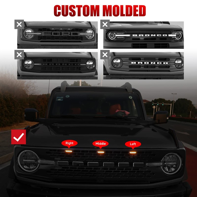 Mabett LED Grille Lights for Ford Bronco 2021 2022 2023