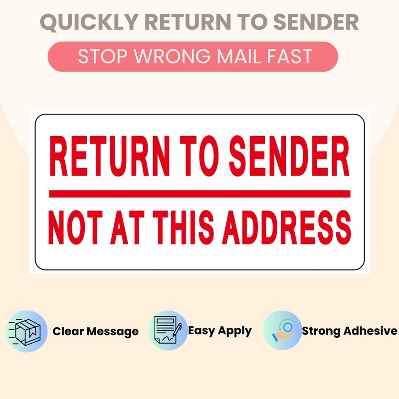 120Pcs Return to Sender Not at This Address Stickers, 2.5x1.18