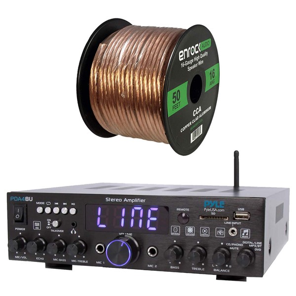 Pyle Wireless Bluetooth Stereo Amplifier-Multi-Channel 200 Watt Peak Power Amplifier