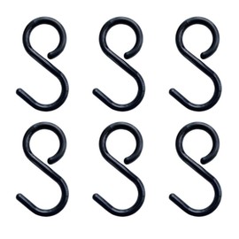 ARARAGI Hooks, Anti-Slip, S-Shaped Hooks, Bending, Rust-free, No Noise, For Kitchen, Washroom, Bathroom, Entryway (Black, Small, Set of 6)