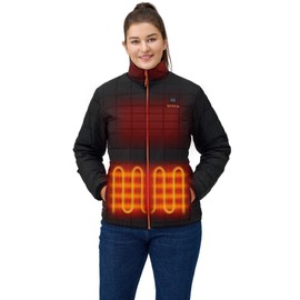 ORORO Women's Lightweight Quilted Heated Jacket with Heated Collar, Heated Quilted Jacket Coat (Charger Not Included) (Black, S)
