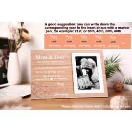 Sioial Anniversary - Happy Wedding Gift for Mom and Dad-Picture Frame Gift for Parents-For All That You're Been to Us, For All That You've Done for Us-Marriage Photo Frame Gift for Mother and Father